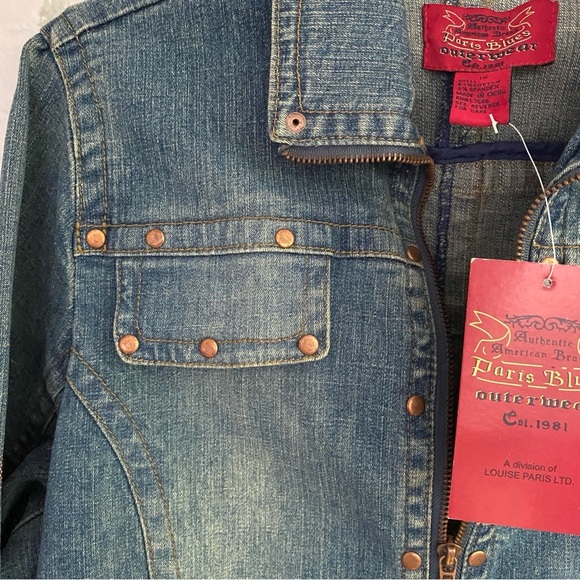 PARIS BLUES Denim Stone Wash Cropped Jacket Riveted Zippered Size 1X NWT - Picture 14 of 15
